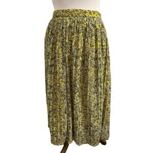 2/$30 Who What Wear Yellow Ditzy Floral Flowy Midi Skirt 12 BEEHIVESALE230